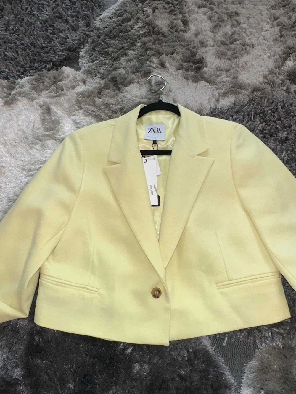 Zara Cropped Blazer in Yellow Size Large NWT
